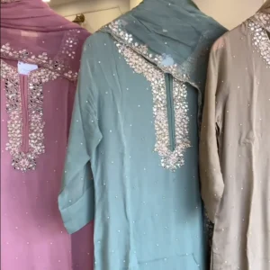 Stylish Pink, Green, and Gray Kurtis with Unique Neck Designs